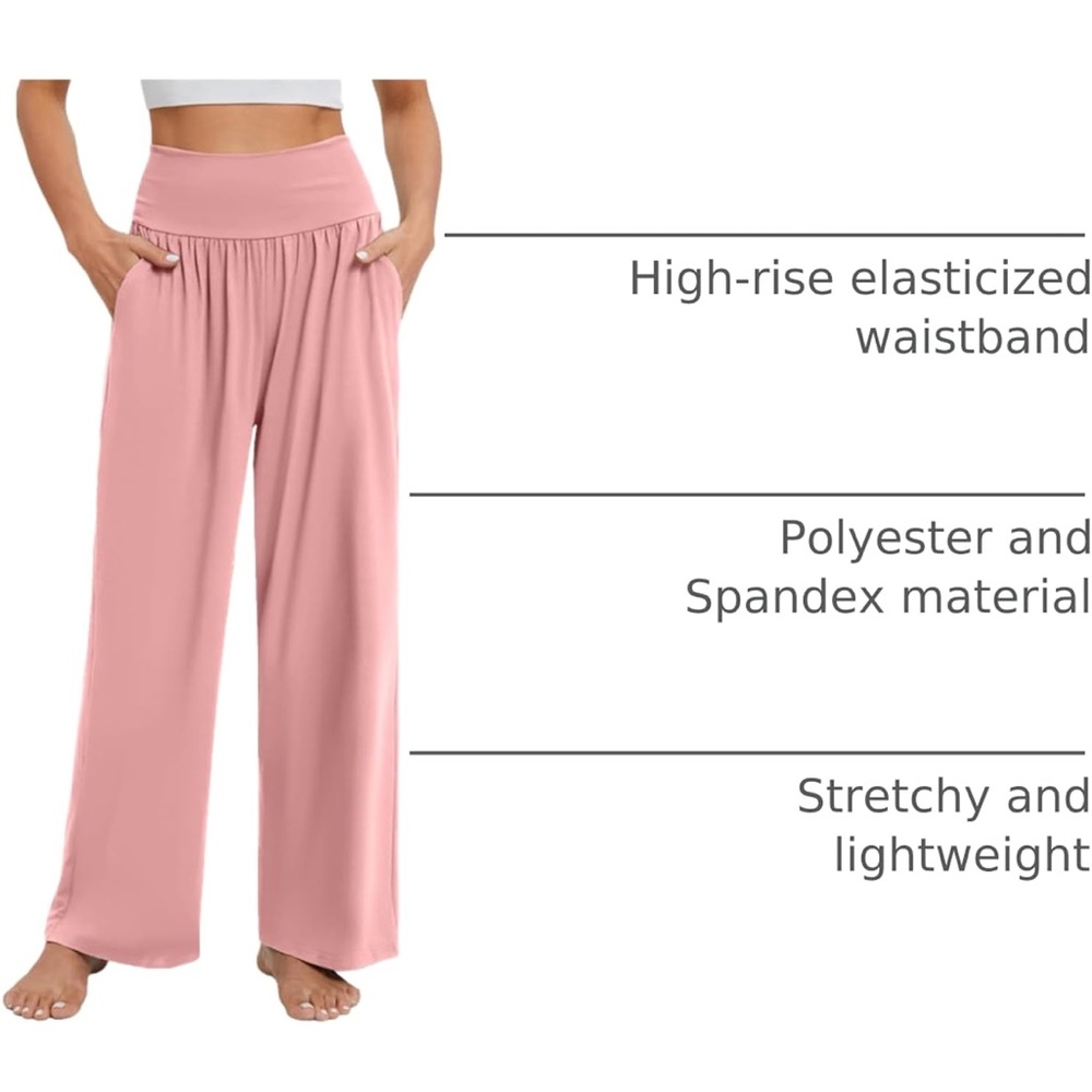 New XXL Gracyoga blush pink High Waisted Wide Leg Casual Flowy Yoga Pants - Picture 3 of 15
